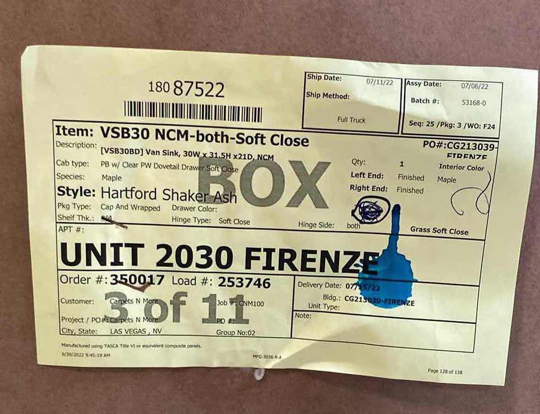 Photo 1 of LEEDO CONCORD SHAKER ASH 2 DOOR VANITY SINK BASE CABINET