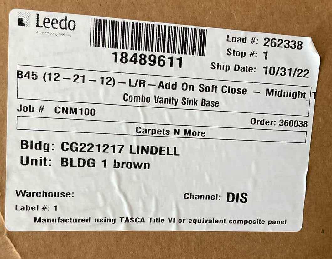 Photo 1 of LEEDO MIDNIGHT 2 DOOR 2 DRAWER COMBO VANITY SINK BASE CABINET 45” X 22” H32”