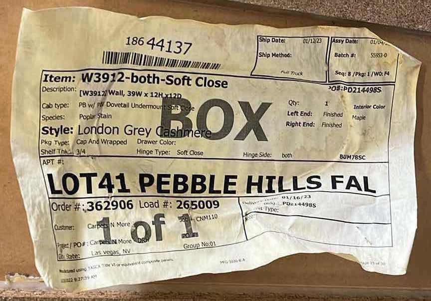 Photo 1 of LEEDO LONDON GREY CASHMERE 2 DOOR WALL CABINET 39” X 12” H12”