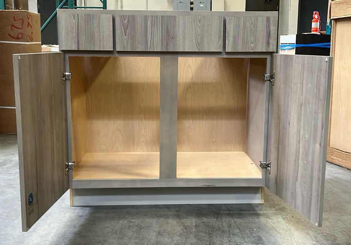 Photo 1 of A LEEDO LONDON GREY CASHMERE 2 DOOR 2 DRAWER SINK BASE CABINET 36” X 21” H34.5”