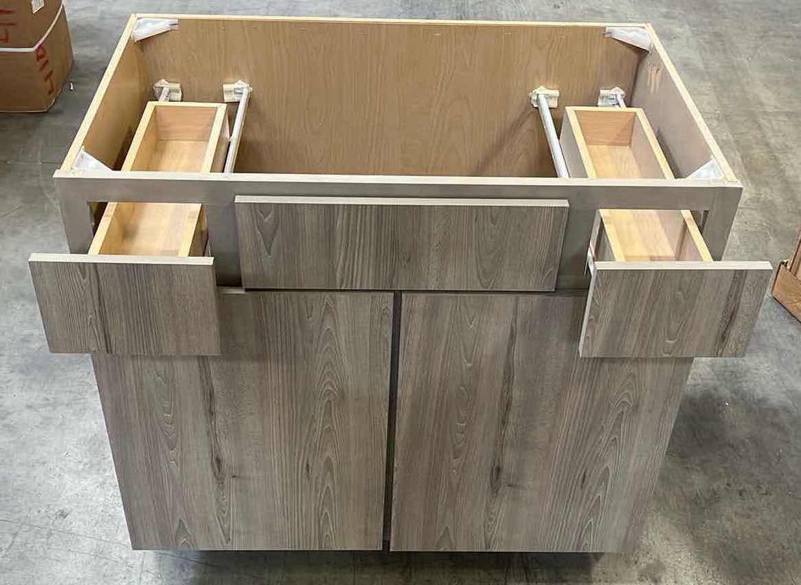 Photo 1 of A LEEDO LONDON GREY CASHMERE 2 DOOR 2 DRAWER SINK BASE CABINET 36” X 21” H34.5”