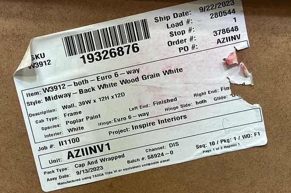 Photo 3 of LEEDO MIDWAY WHITE WOODGRAIN FINISH 2 DOOR WALL CABINET 39” X 13” H12”