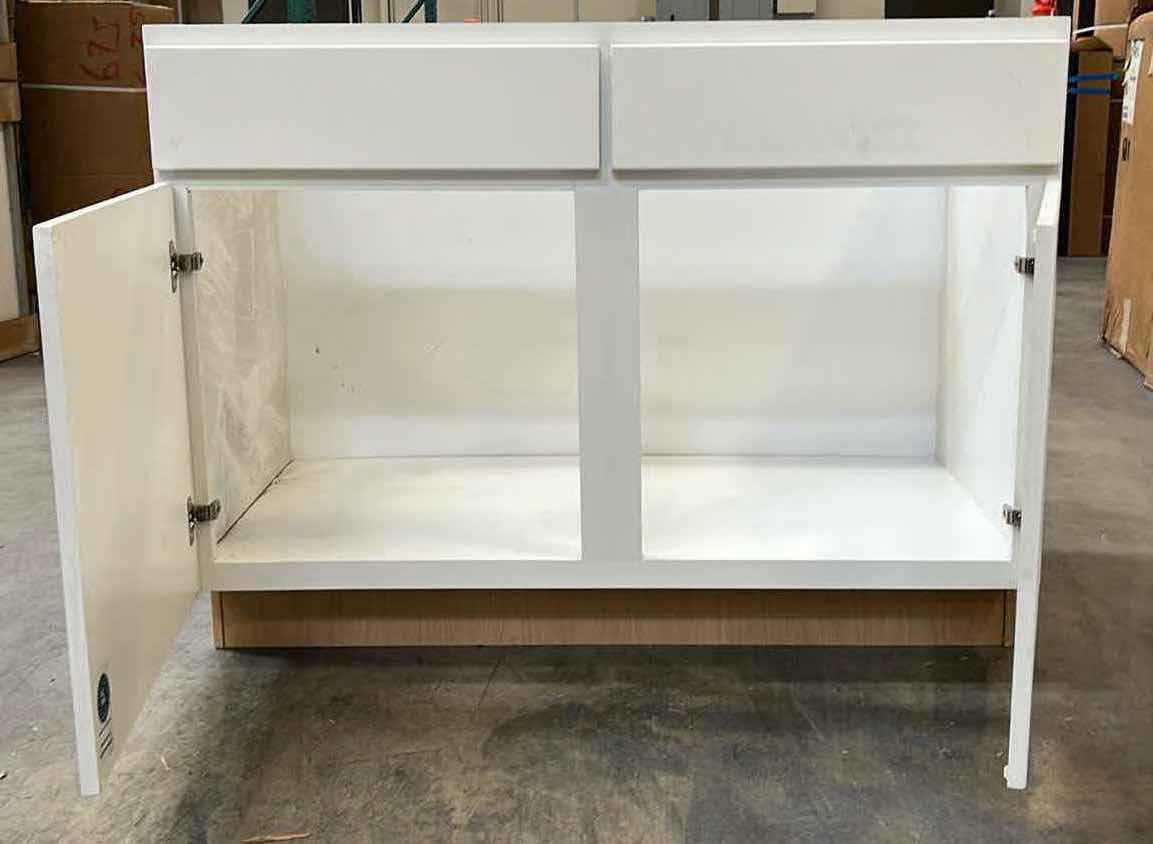 Photo 1 of LEEDO SAVORY WHITE SATIN 2 DOOR VANITY SINK BASE CABINET 42” X 21” H31.5