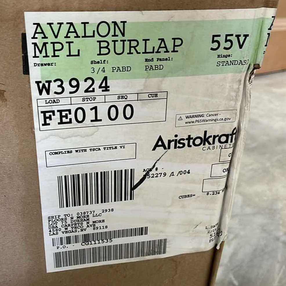 Photo 1 of ARISTOKRAFT AVALON MAPLE BURLAP 2 DOOR WALL CABINET 38.5” X 12” H24”