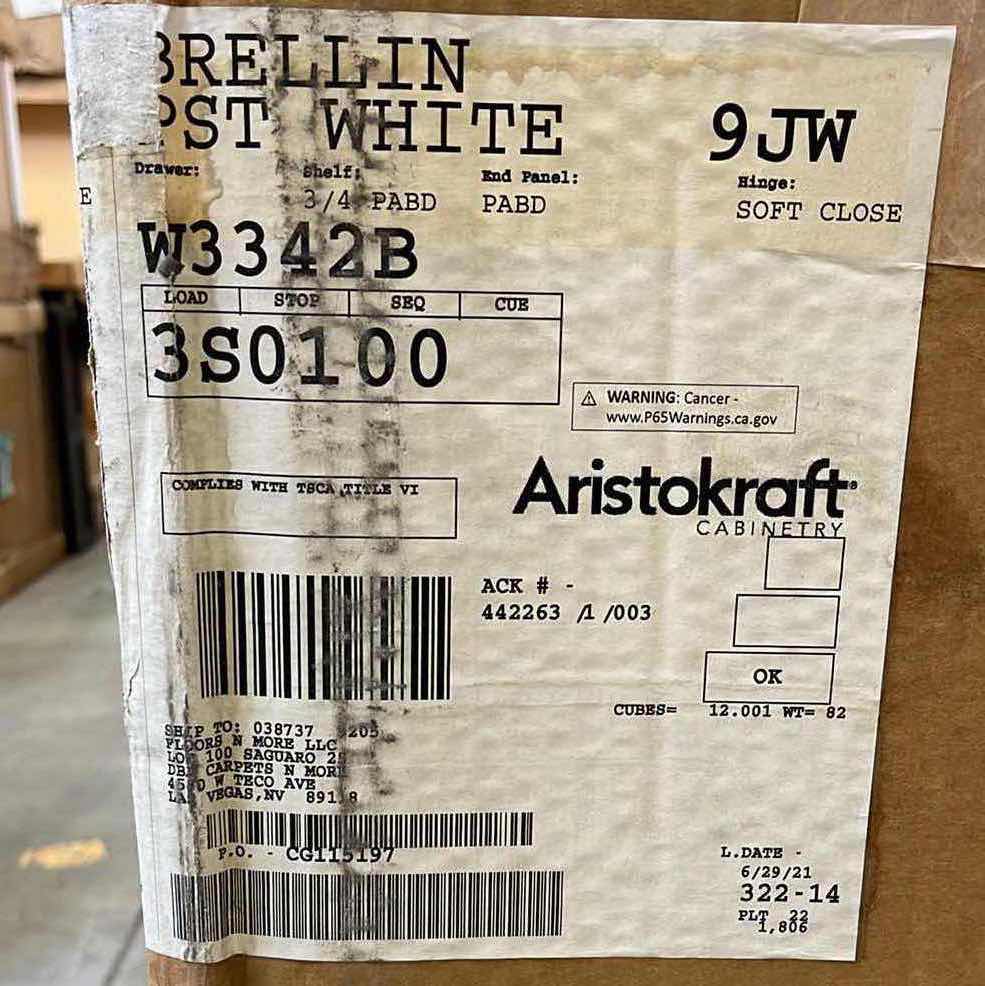 Photo 1 of ARISTOKRAFT BERLLIN WHITE 2 DOOR 1 SHELF WALL CABINET 33” X 12” H43”