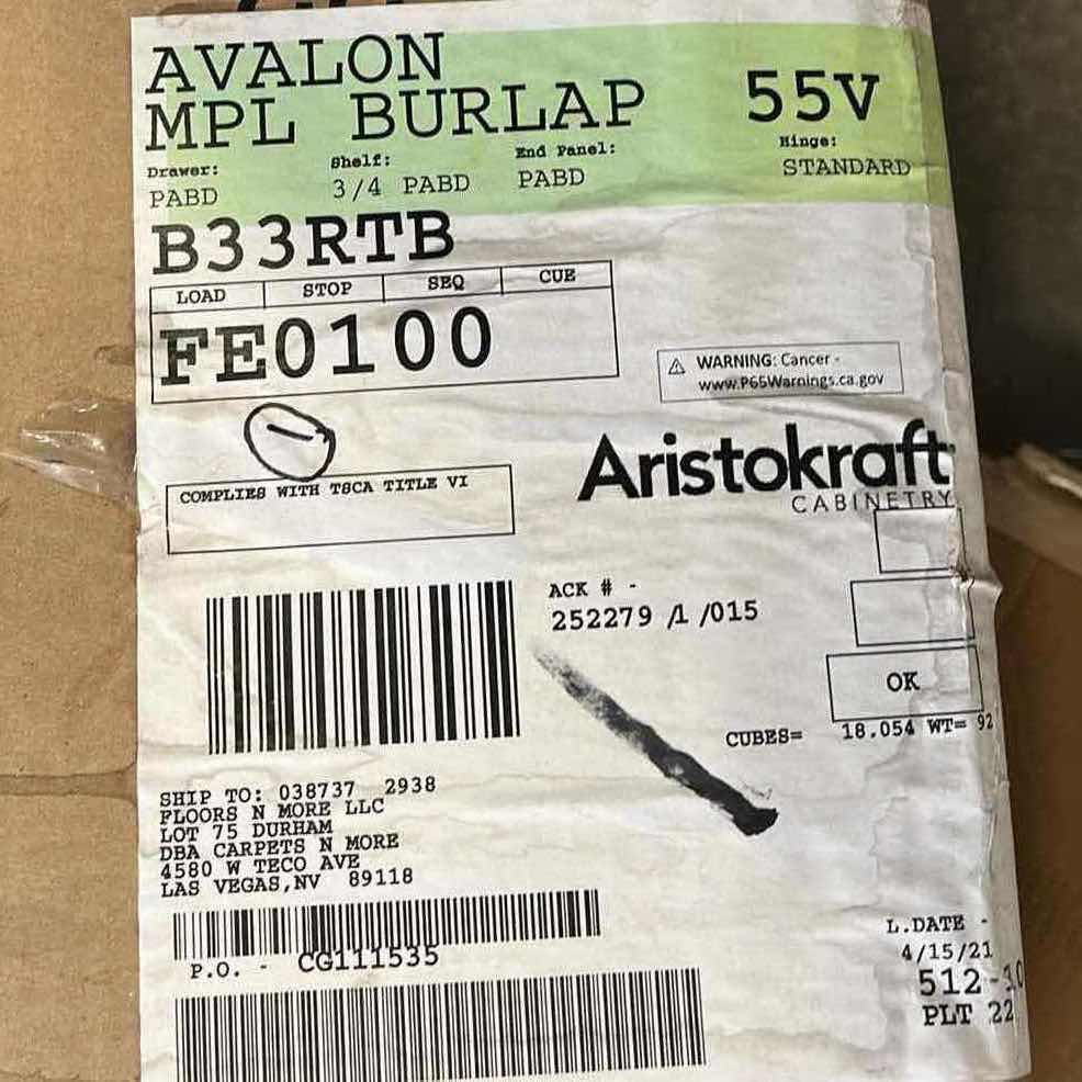 Photo 1 of ARISTOKRAFT AVALON MAPLE BURLAP 2 DOOR 1 DRAWER & 1 SHELF W ROLLOUT TRAY 32.25” X 24” H35”