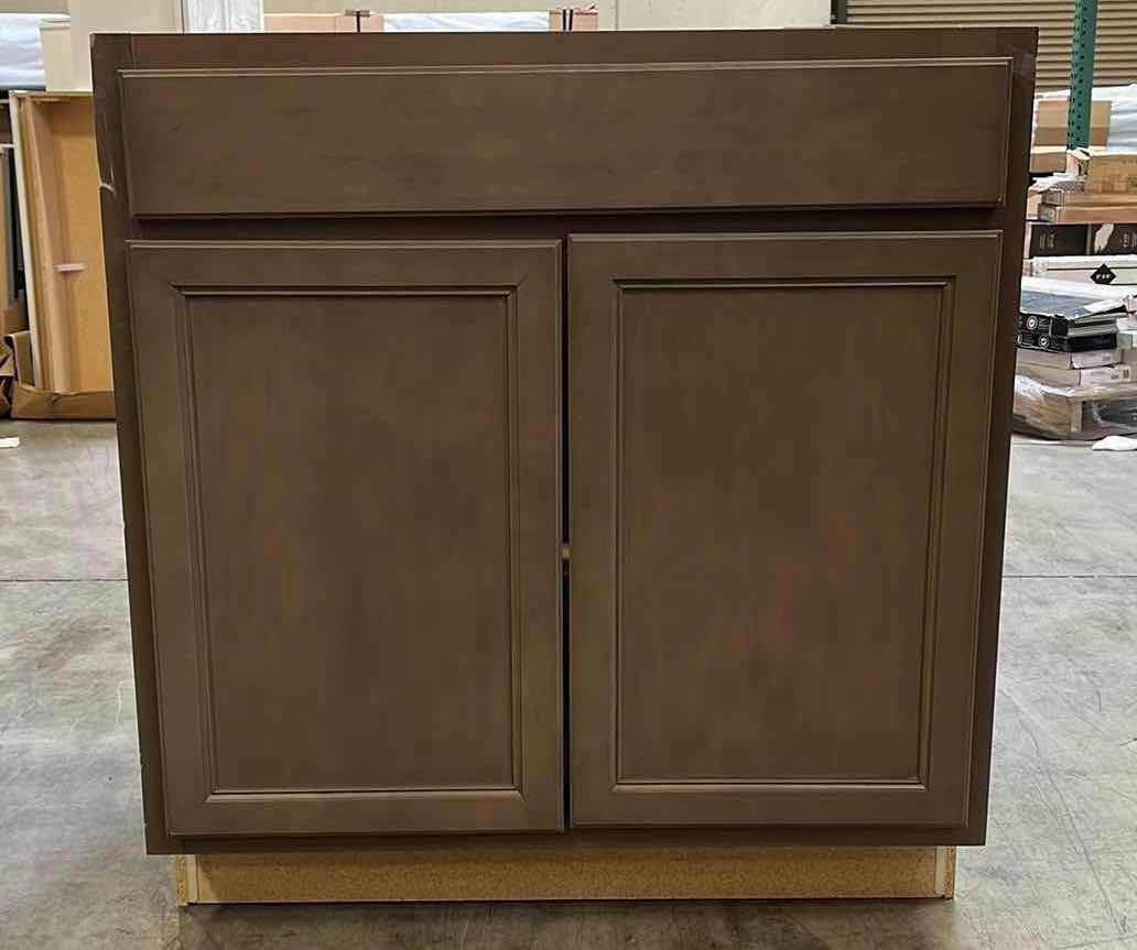 Photo 1 of ARISTOKRAFT AVALON MAPLE BURLAP 2 DOOR 1 DRAWER & 1 SHELF W ROLLOUT TRAY 32.25” X 24” H35”