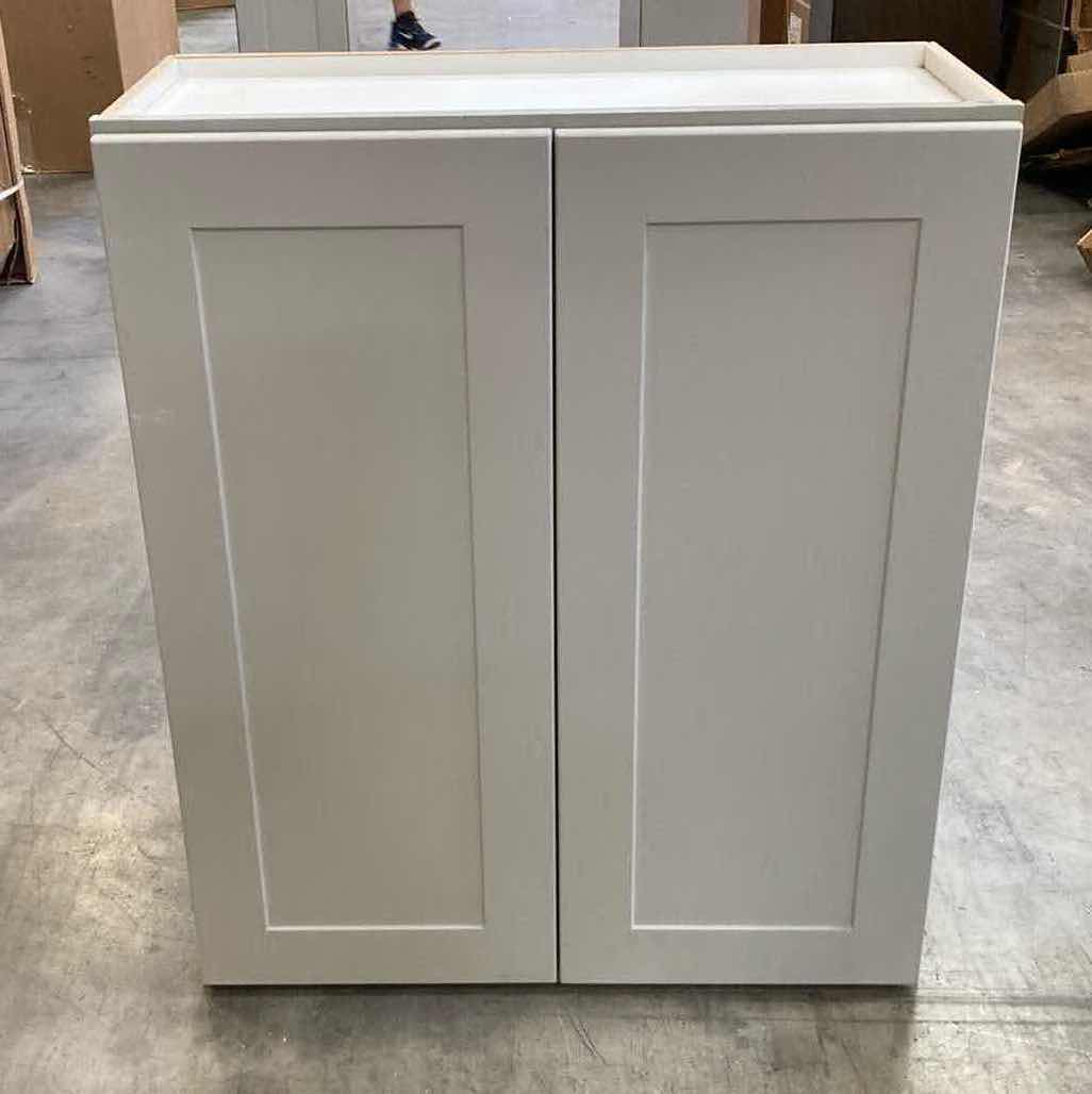 Photo 1 of LEEDO SAVOY WHITE PEBBLE FINISH 2 DOOR 2 SHELF WALL CABINET 30” X 12” H36”