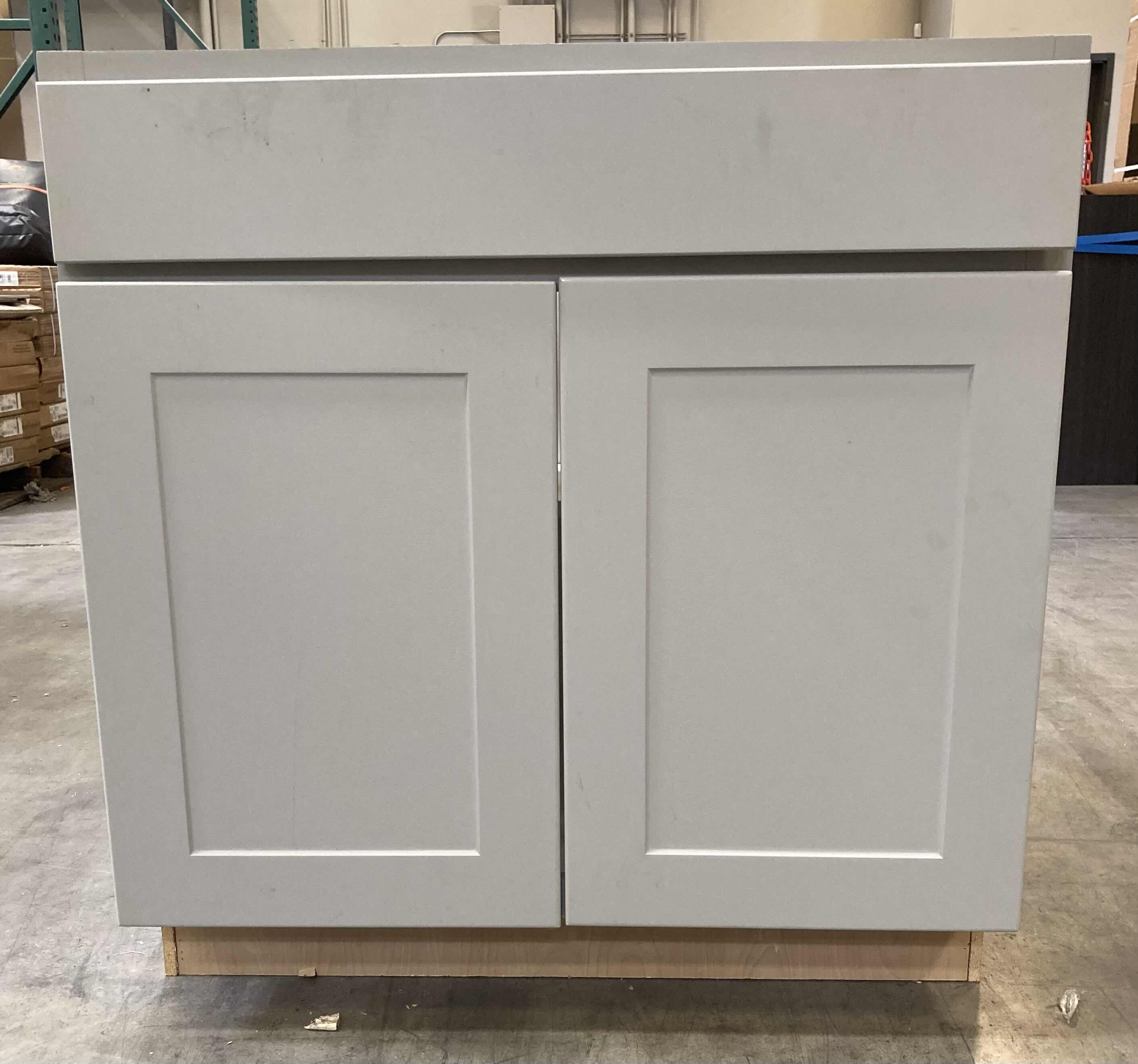 Photo 1 of LEEDO SAVOY WHITE PEBBLE FINISH 2 DOOR 1 DRAWER & 1 SHELF BASE CABINET 33” X 24” H34.5”