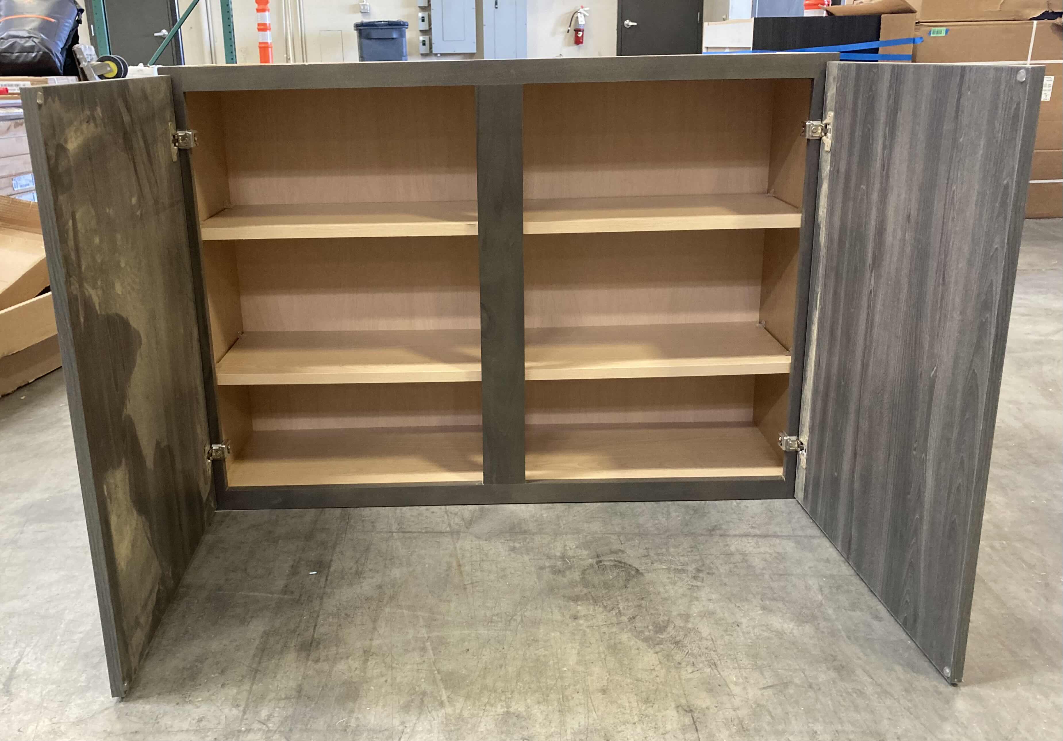 Photo 1 of LEEDO LONDON OBSIDIAN ASH 2 DOOR 2 SHELF WALL CABINET 42” X 12” H30”