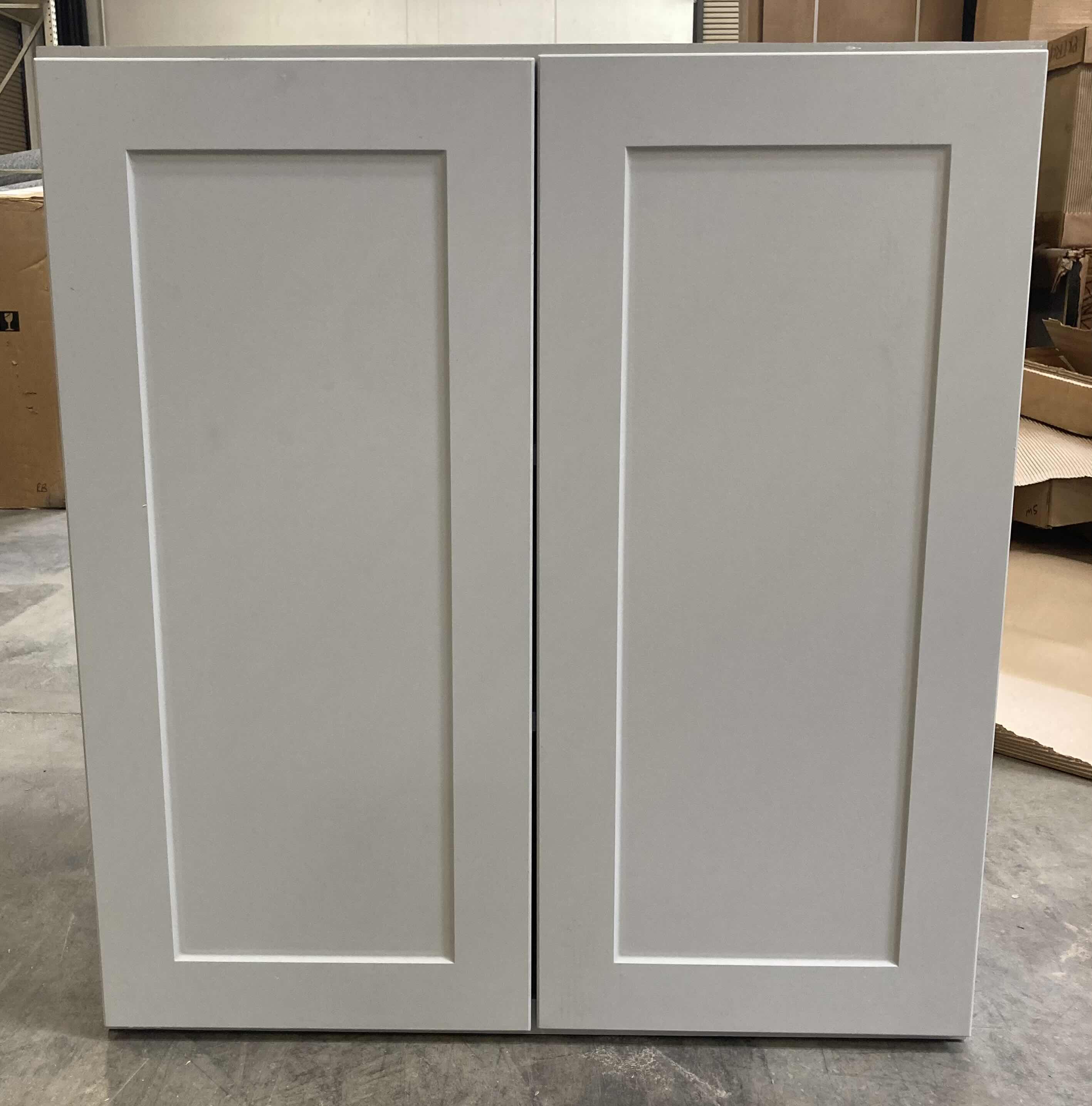 Photo 1 of LEEDO SAVOY WHITE PEBBLE FINISH 2 DOOR 2 SHELF WALL CABINET 33” X 12” H36”