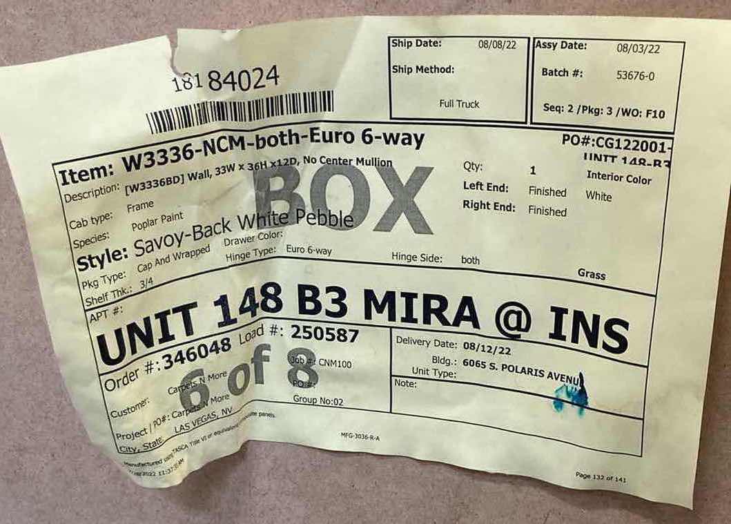 Photo 3 of LEEDO SAVOY WHITE PEBBLE FINISH 2 DOOR 2 SHELF WALL CABINET 33” X 12” H36”