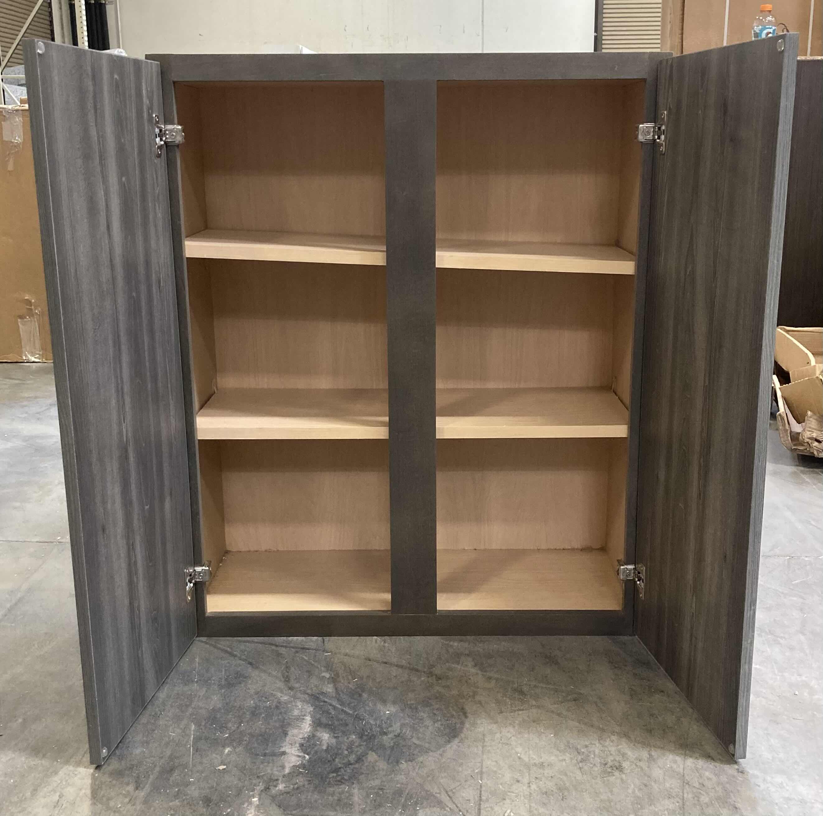 Photo 1 of LEEDO LONDON OBSIDIAN ASH 2 DOOR 2 SHELF WALL CABINET 30” X 12” H36”