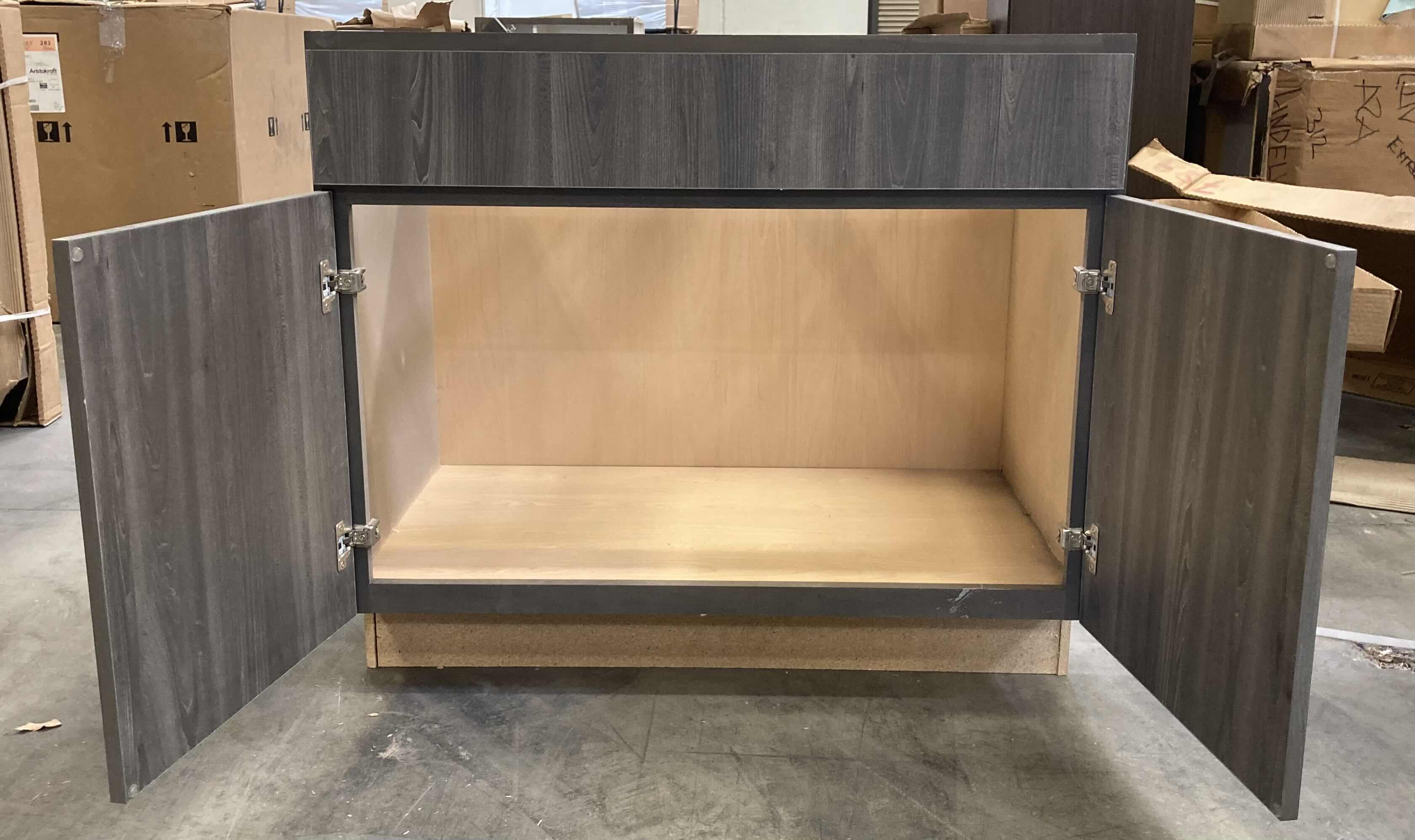 Photo 1 of LEEDO LONDON OBSIDIAN ASH 2 DOOR VANITY BASE CABINET 36” X 21” H31.5”