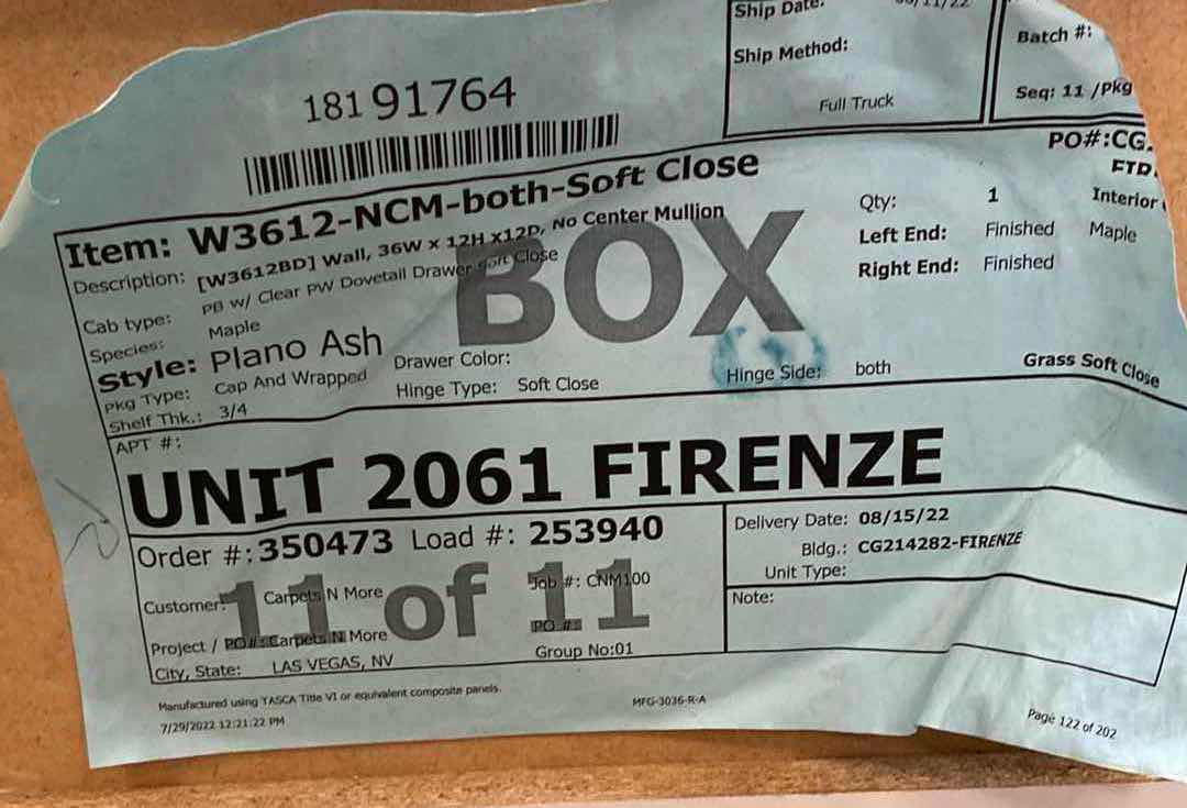 Photo 1 of LEEDO PLANO ASH 2 DOOR WALL CABINET 36” X 12” H12”