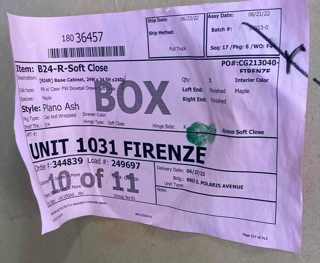 Photo 1 of LEEDO PLANO ASH 1 DOOR 1 DRAWER  & 1 SHELF BASE CABINET 24” X 24” H34.5