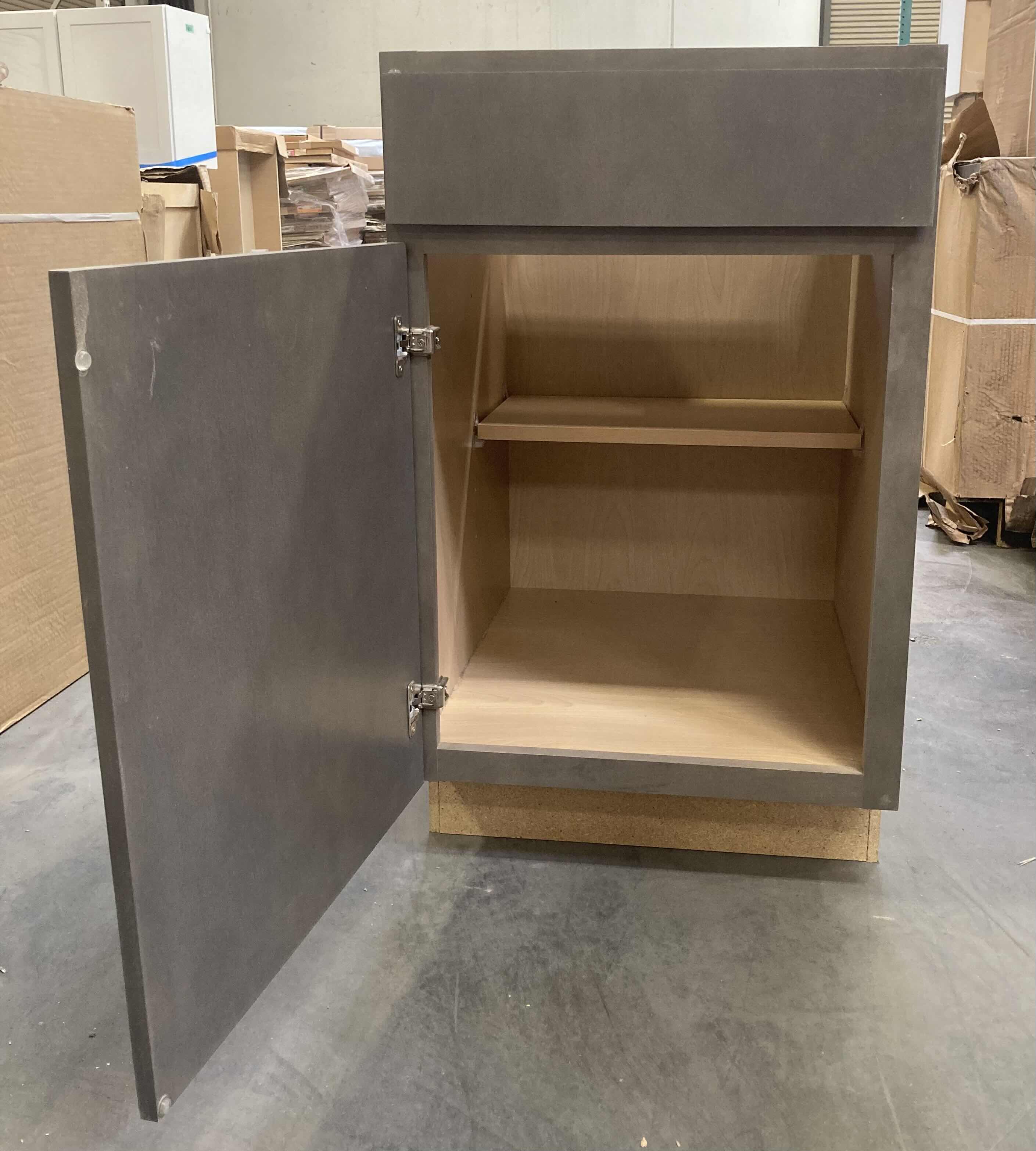 View 3 of LEEDO PLANO ASH 1 DOOR 1 DRAWER  & 1 SHELF BASE CABINET 18” X 24” H34.5