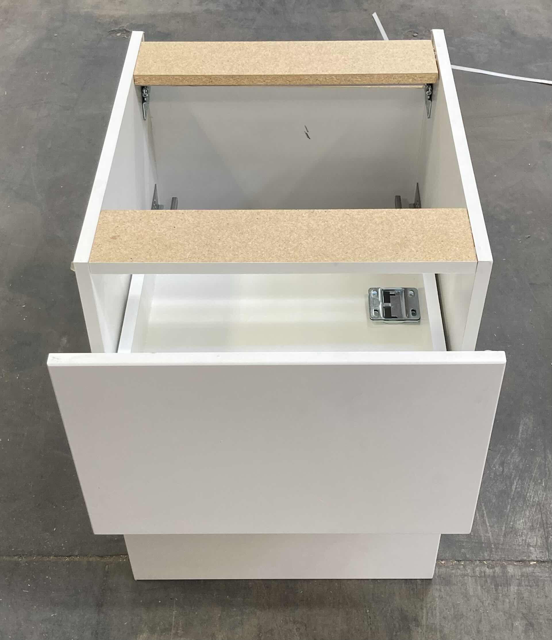 Photo 1 of LEEDO WHITE SATIN 2 DRAWER HANGING VANITY CABINET 18” X 21” H24”