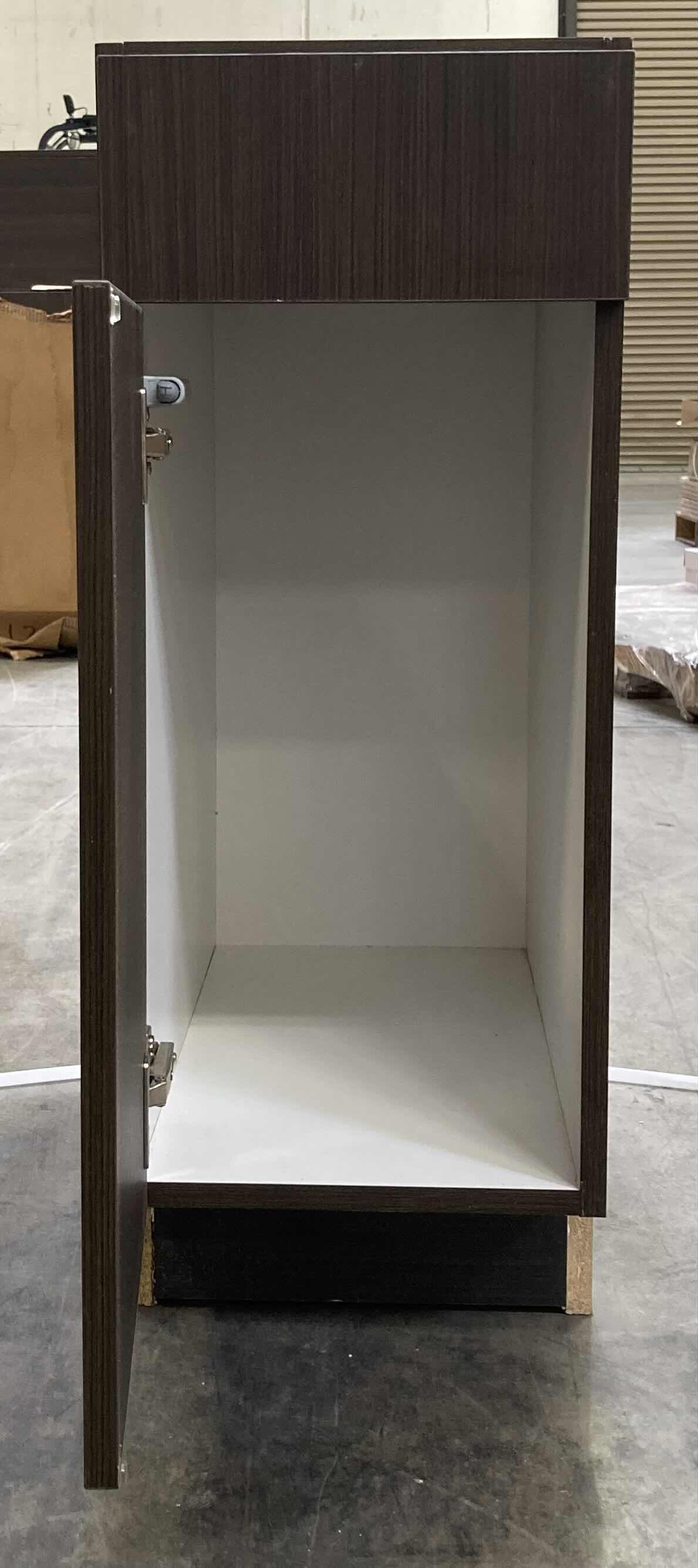 Photo 1 of LEEDO MIDNIGHT TEAK 1 DOOR 1 DRAWER BASE CABINET 12” X 21” H31.5”