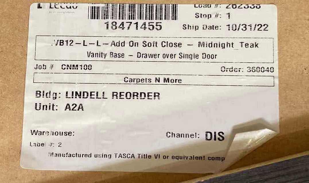 Photo 1 of LEEDO MIDNIGHT TEAK 1 DOOR 1 DRAWER BASE CABINET 12” X 21” H31.5”