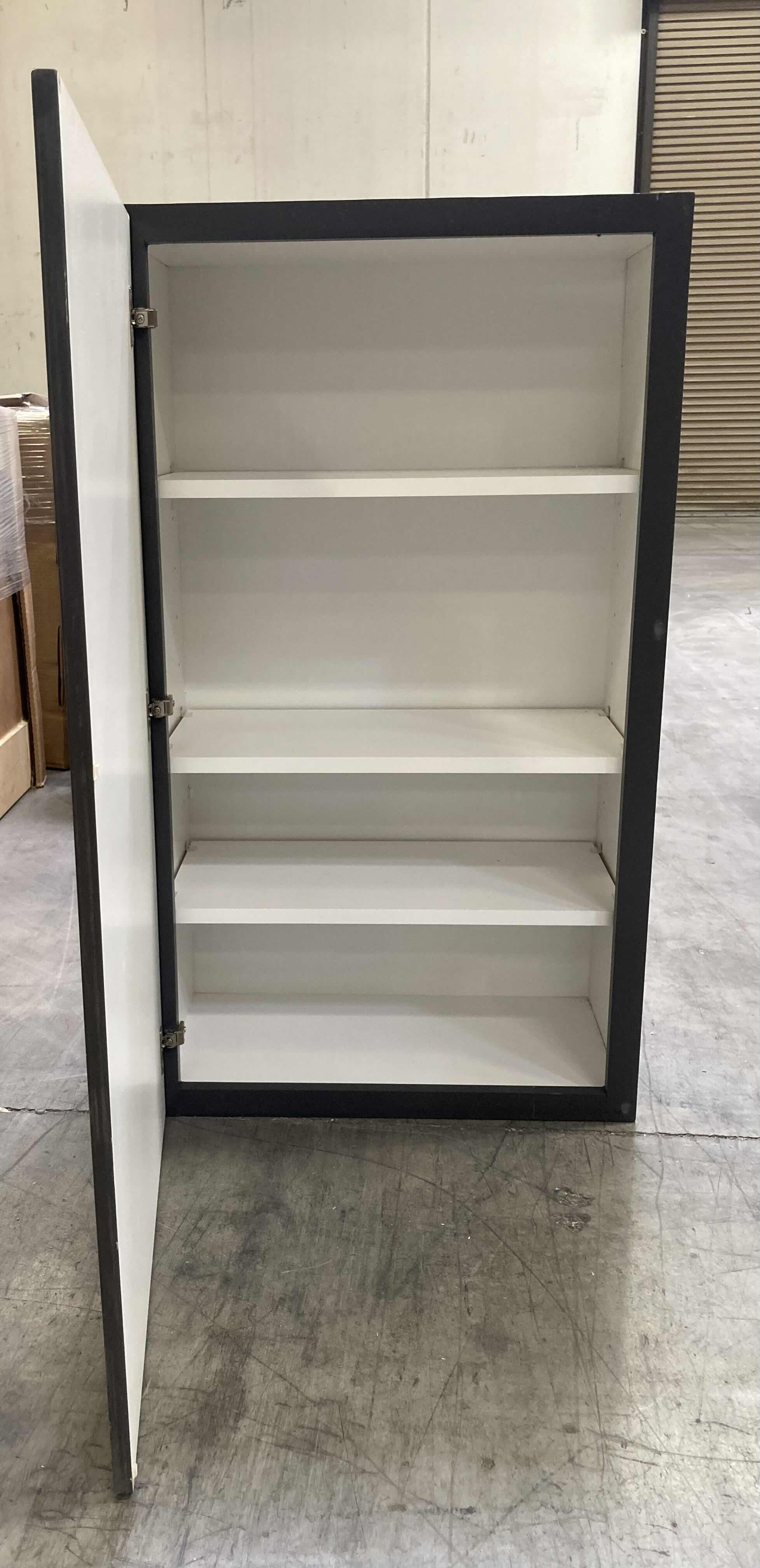 View 2 of LEEDO MIDWAY WHITE GRAPHITE 1 DOOR 3 SHELF WALL CABINET 24” X 12” H42”