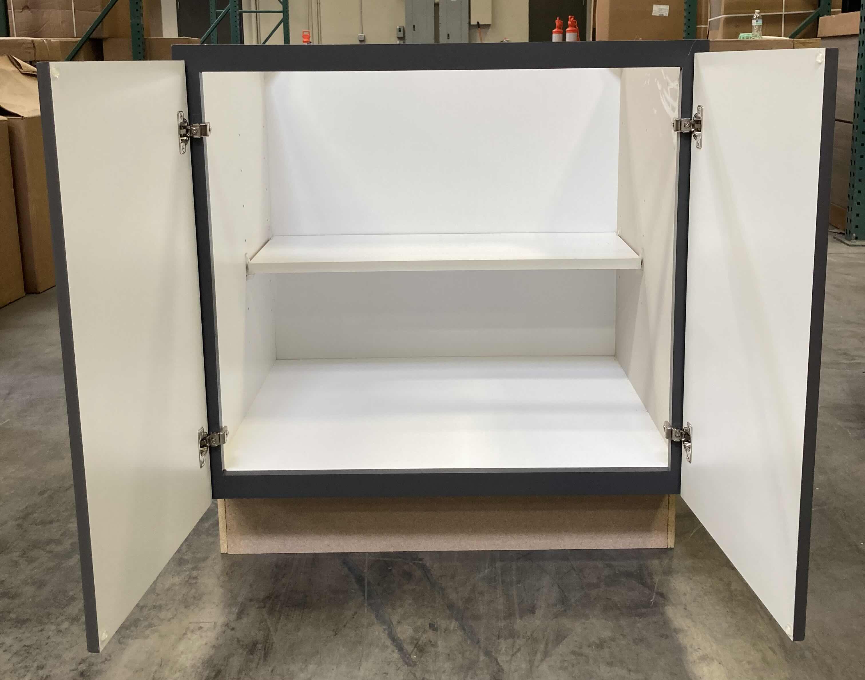 Photo 1 of LEEDO MIDWAY WHITE GRAPHITE 2 DOOR 1 SHELF BASE CABINET 30” X 24” H32.5”