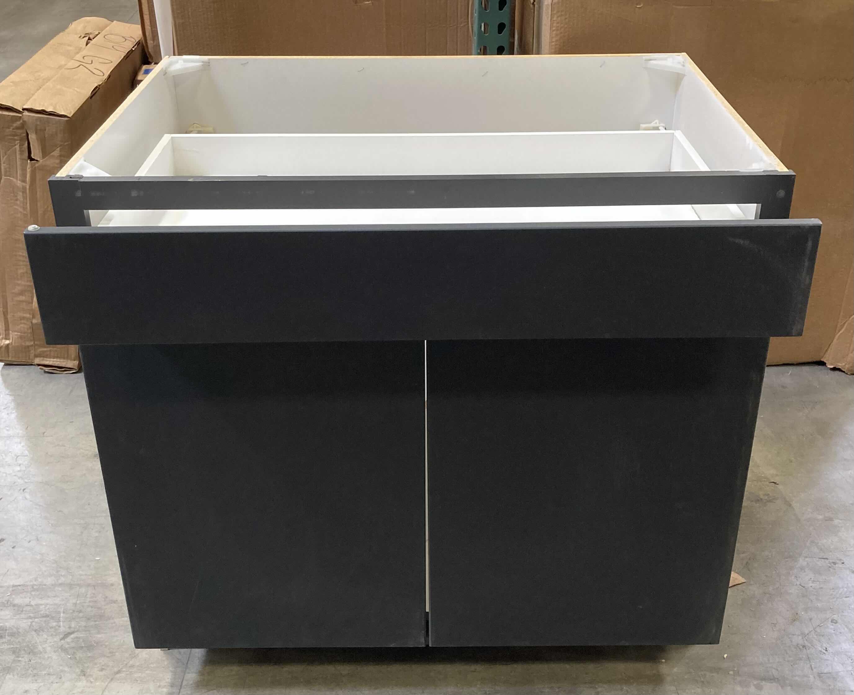 Photo 1 of LEEDO MIDWAY WHITE CHARCOAL 2 DOOR 1 DRAWER & 1 SHELF BASE CABINET 36” X 24” H34.5”