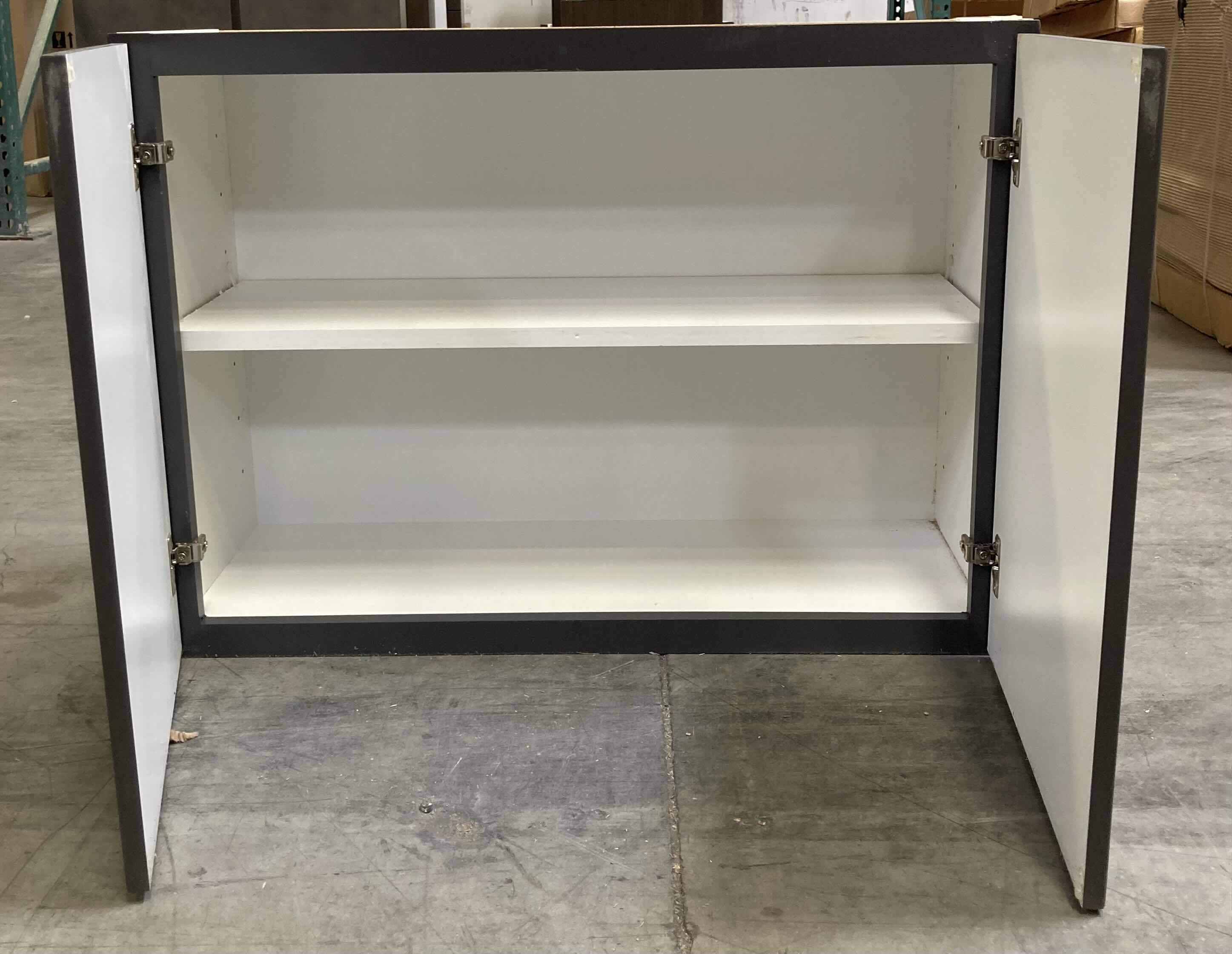 Photo 1 of LEEDO MIDWAY WHITE GRAPHITE 2 DOOR 1 SHELF WALL CABINET 36” X 12” H24”