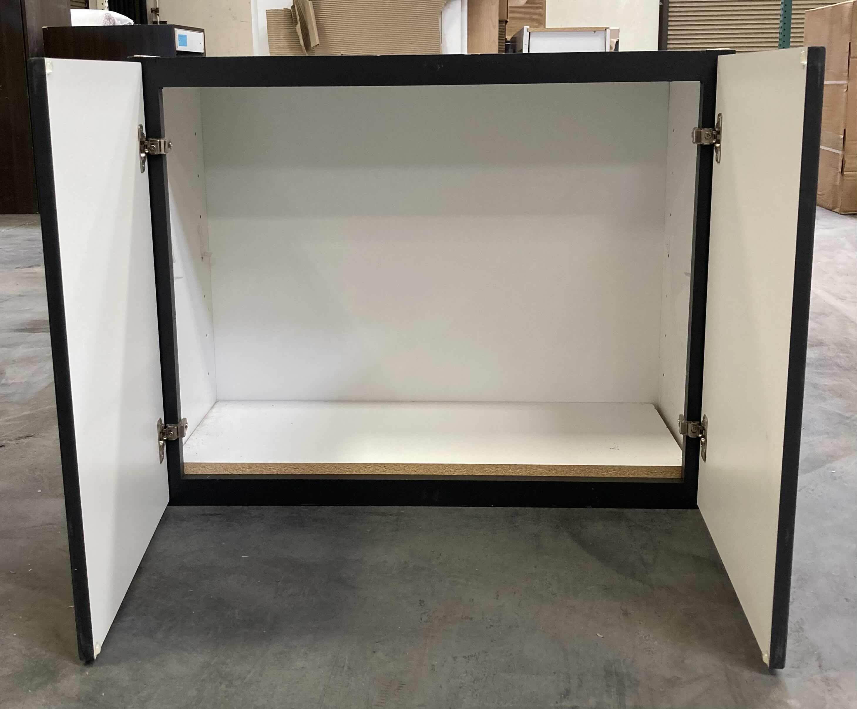 Photo 1 of LEEDO MIDWAY WHITE CHARCOAL 2 DOOR 1 SHELF WALL CABINET 30” X 12” H24”