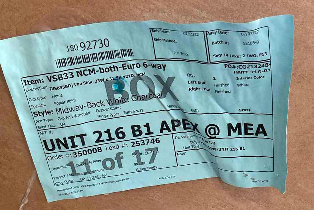 Photo 1 of LEEDO MIDWAY WHITE CHARCOAL 2 DOOR VANITY SINK BASE CABINET 33” X 21” H31”