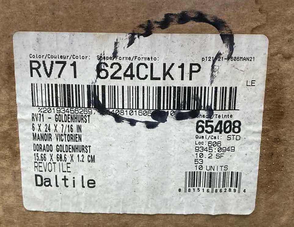 Photo 1 of DALTILE REVOTILE GOLDENHURST WOOD FINISH SNAP IN CLICK MATTE CERAMIC TILE 6” X 24” (10.2SQFT PER CASE/31CASES APPROX 316.2SQFT TOTAL) READ NOTES