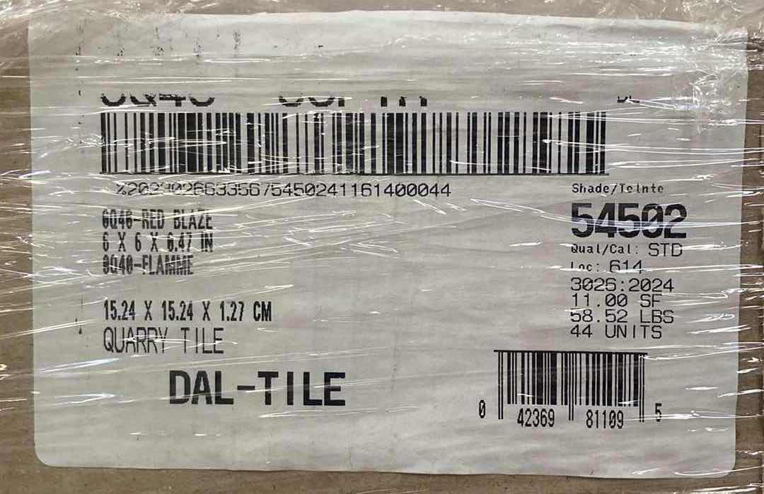 Photo 1 of DALTILE QUARRY TILE RED BLAZE FINISH CERAMIC MATTE TILE 6” X 6” (11SQFT PER CASE/18CASES APPROX 198SQFT TOTAL)