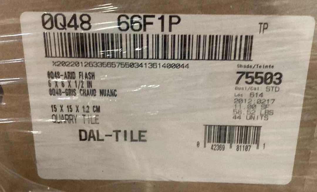 Photo 1 of DALTILE QUARRY TILE ARID FLASH FINISH MATTE CERAMIC TILE 6” X 6” (11SQFT PER CASE/17CASES APPROX 187SQFT TOTAL)