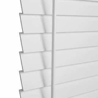 Photo 1 of HOME DECORATORS COLLECTION WHITE FAUX WOOD CORDLESS BLINDS 36” X 64” (PAIR OF 2)
