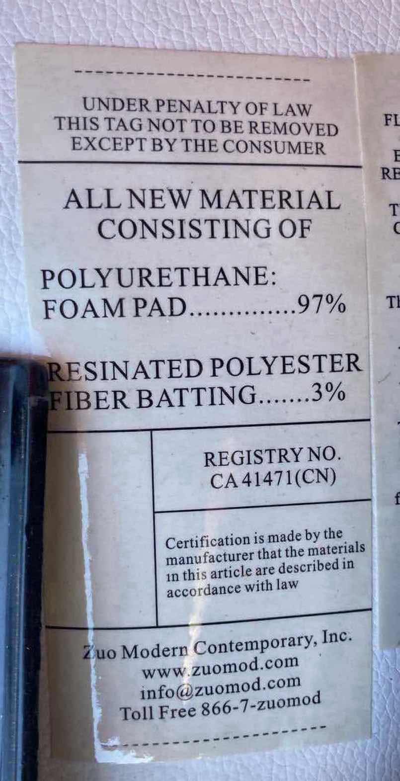 Photo 1 of ZUO MODERN HIGH BACK WHITE FAUX LEATHER SWIVEL CHAIR 21” X 24” H43”