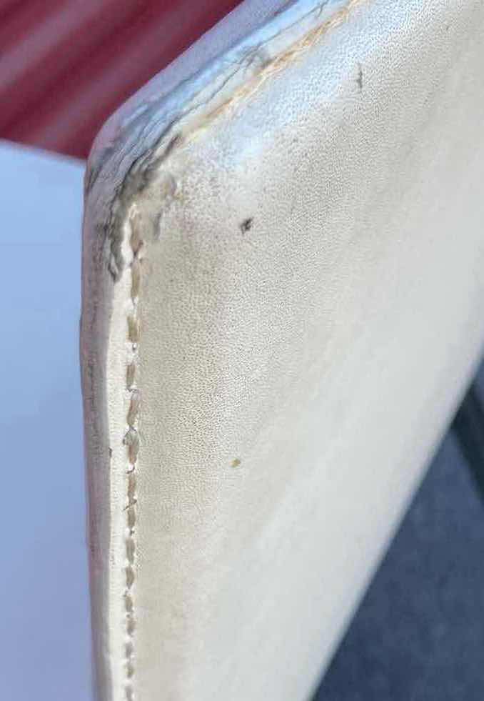 Photo 1 of CB2 PHOENIX IVORY LEATHER DINING CHAIRS 18” X 23” H32” (2)