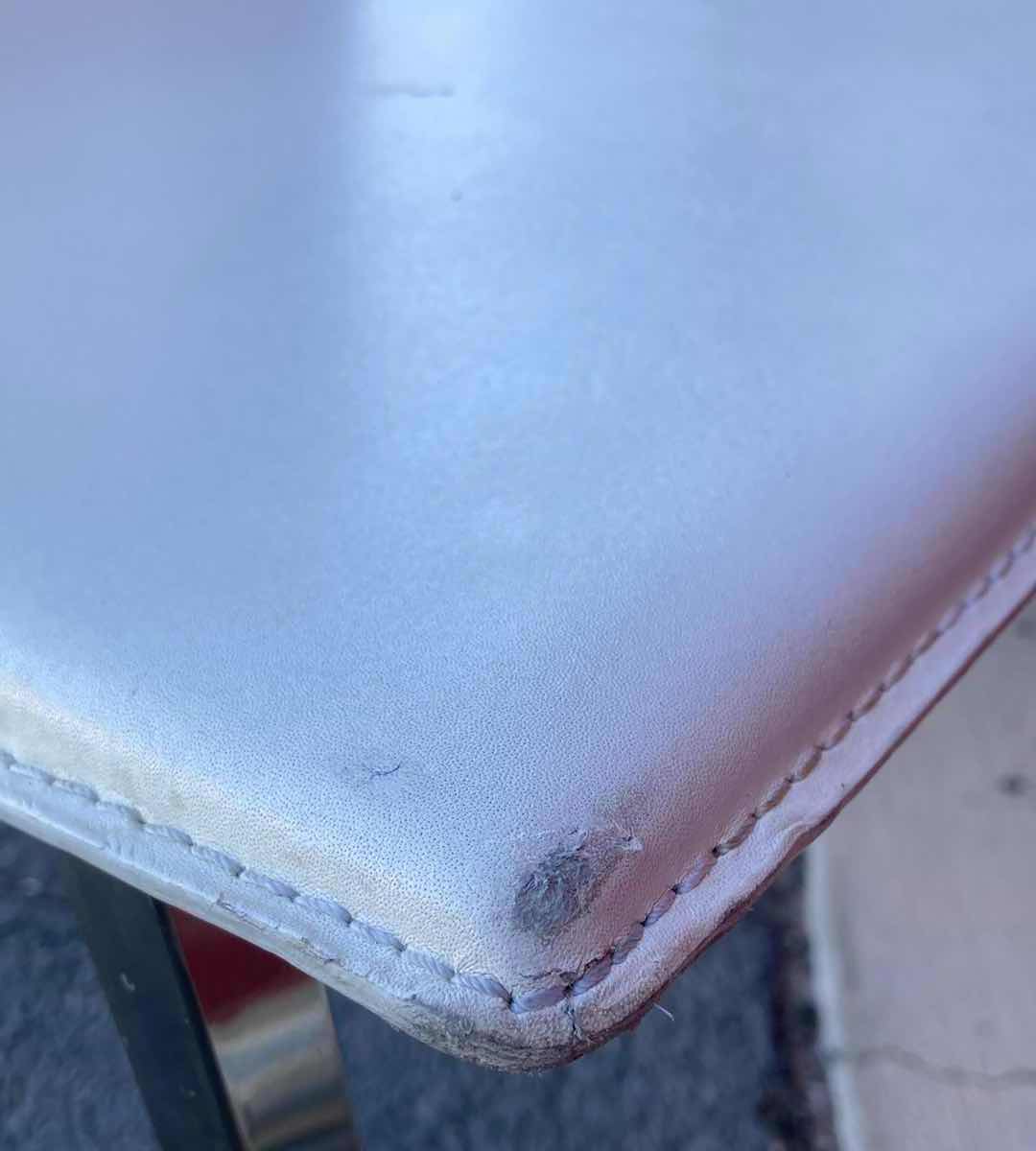 Photo 1 of CB2 PHOENIX IVORY LEATHER DINING CHAIRS 18” X 23” H32” (2)