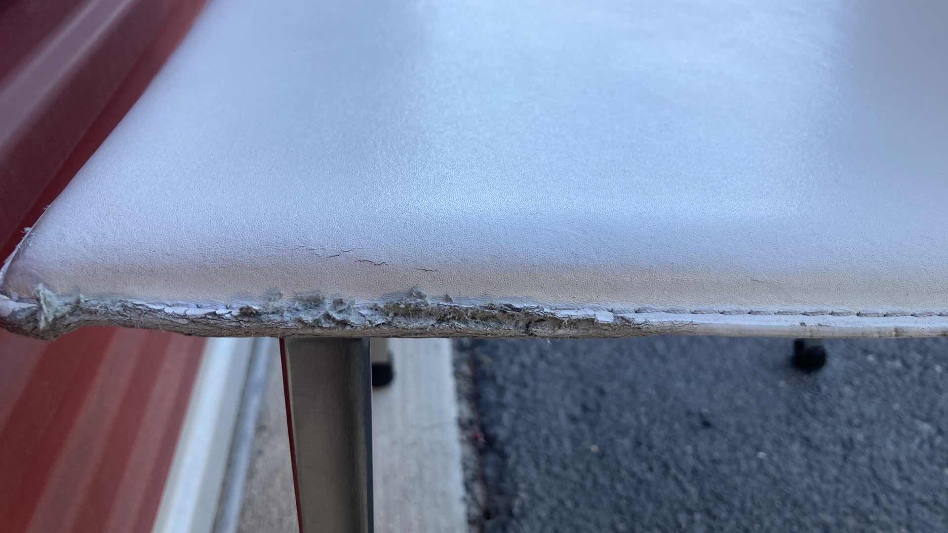 Photo 1 of CB2 PHOENIX IVORY LEATHER DINING CHAIRS 18” X 23” H32” (2)