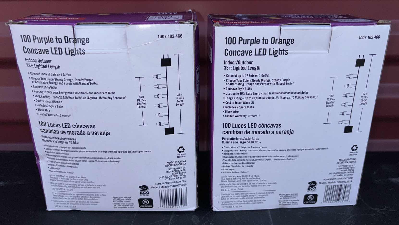 Photo 1 of 2-PACK HOME ACCENTS HOLIDAY 100L PURPLE TO ORANGE CONCAVE COLOR CHANGING LED LIGHTS