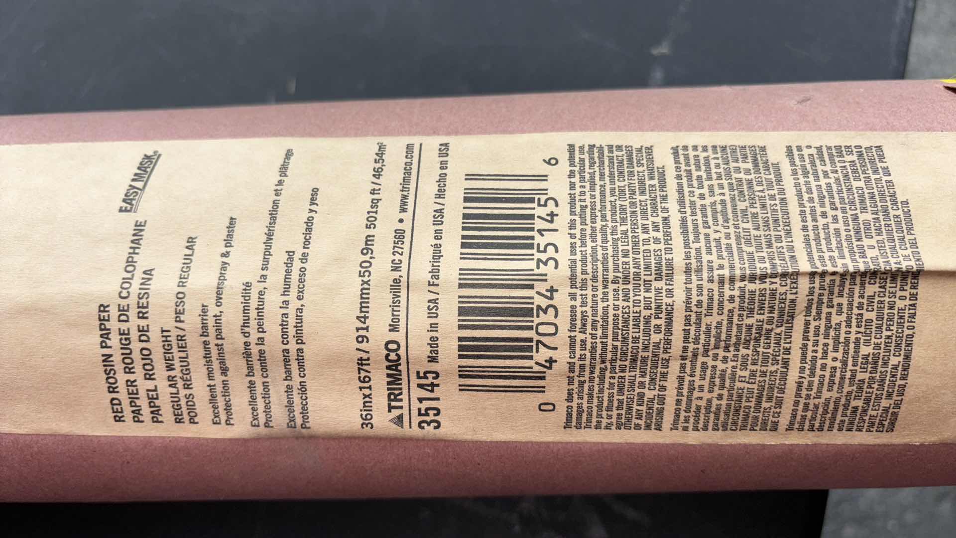 Photo 1 of NEW TRIMACO RED ROSIN FLOORING PAPER #35145 (36” X 167’)