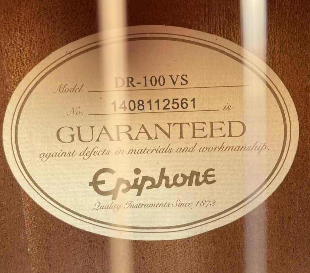 Photo 1 of EPIPHONE VINTAGE SUNBURST ACOUSTIC GUITAR MODEL DR-100VS