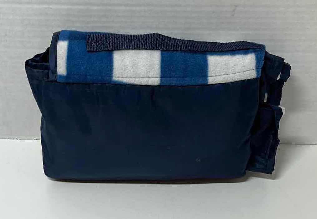 Photo 1 of BLUE PLAID OUTDOOR PICNIC BLANKET TOTE 48” X 58”