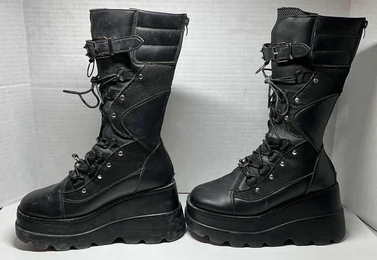 Photo 6 of PUNK ROCK STYLE 14  ” HIGH BLACK LEATHER PLATFORM BOOTS WOMENS SIZE 8/8.5