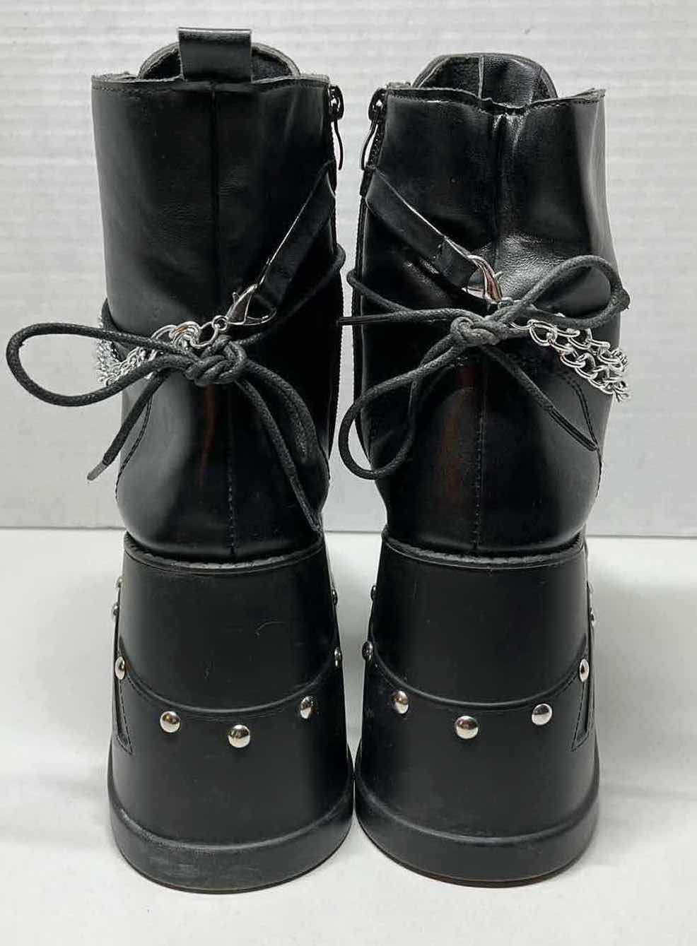 Photo 1 of ROCKER STYLE 10” HIGH BLACK LEATHER PLATFORM BOOTS WOMENS SIZE 39/8