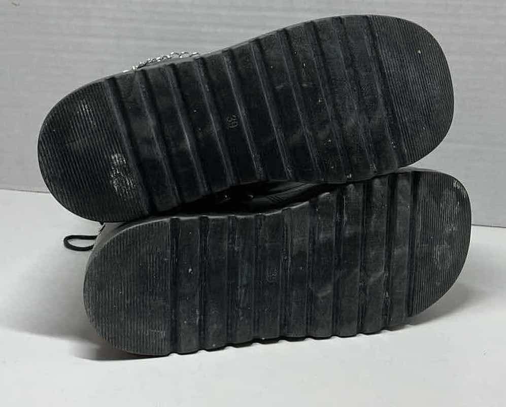 Photo 1 of ROCKER STYLE 10” HIGH BLACK LEATHER PLATFORM BOOTS WOMENS SIZE 39/8