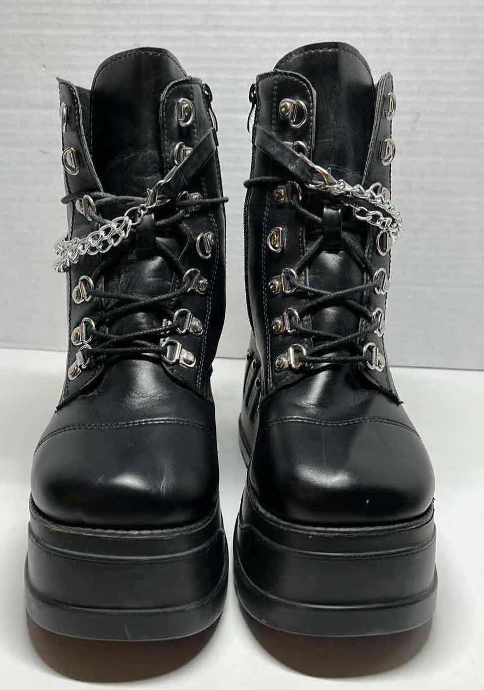 Photo 1 of ROCKER STYLE 10” HIGH BLACK LEATHER PLATFORM BOOTS WOMENS SIZE 39/8