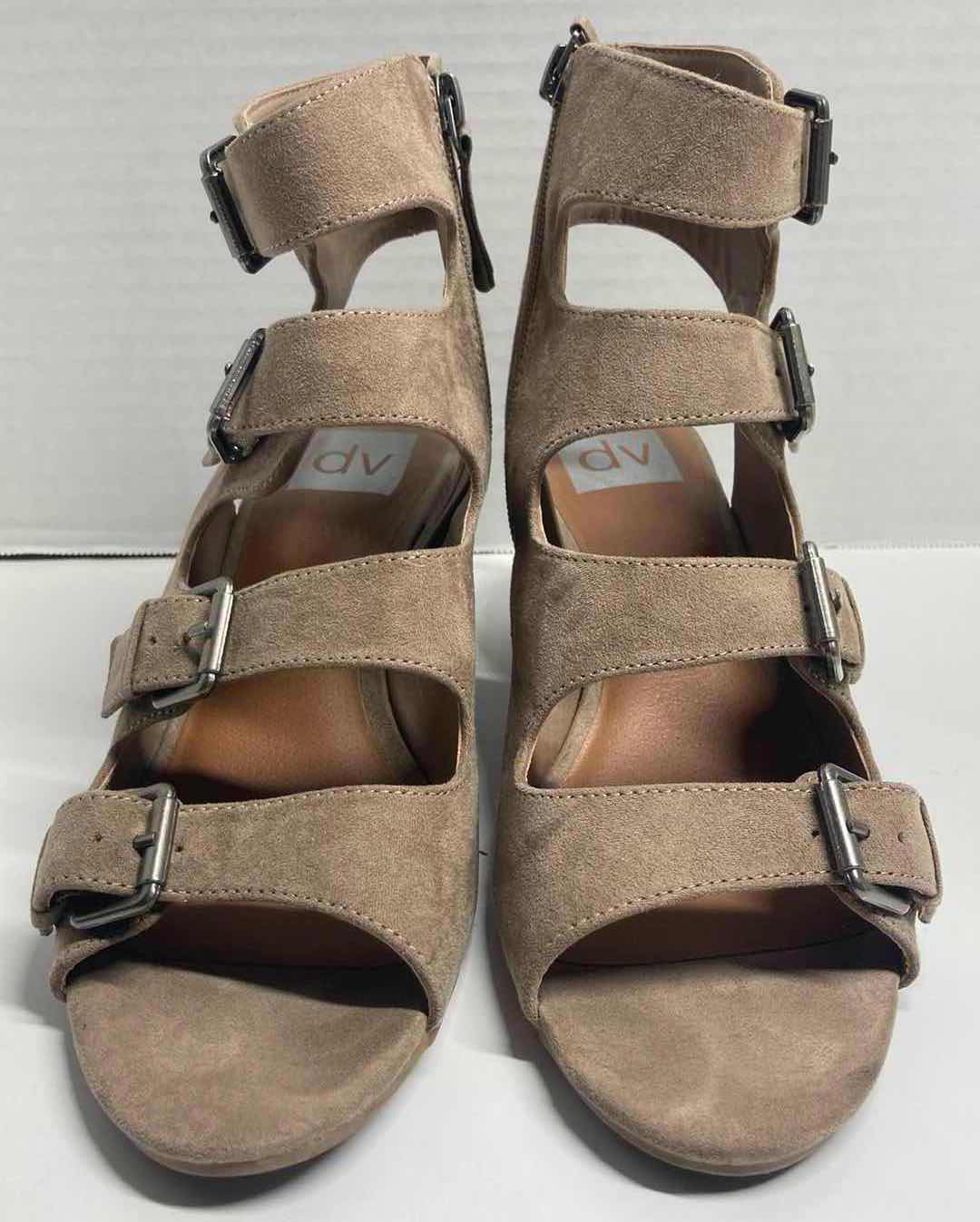 Photo 1 of DOLCE VITA LEEANN LIGHT TAUPE FAUX LEATHER SUEDE WEDGED SANDALS WOMENS SIZE 7.5
