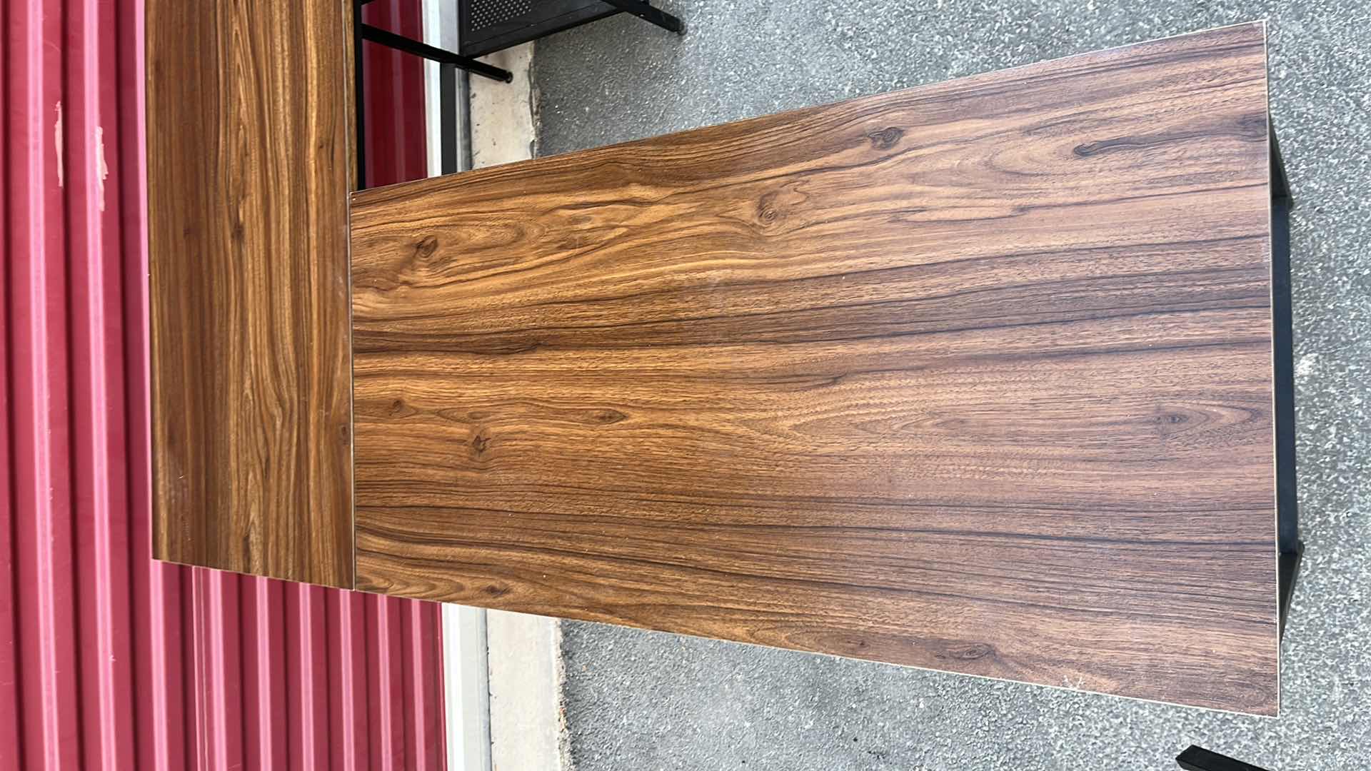View 5 of WOOD FINISH BLACK METAL FRAME L SHAPE WORK COMPUTER DESK L47.5” X 59.25” H29.5”