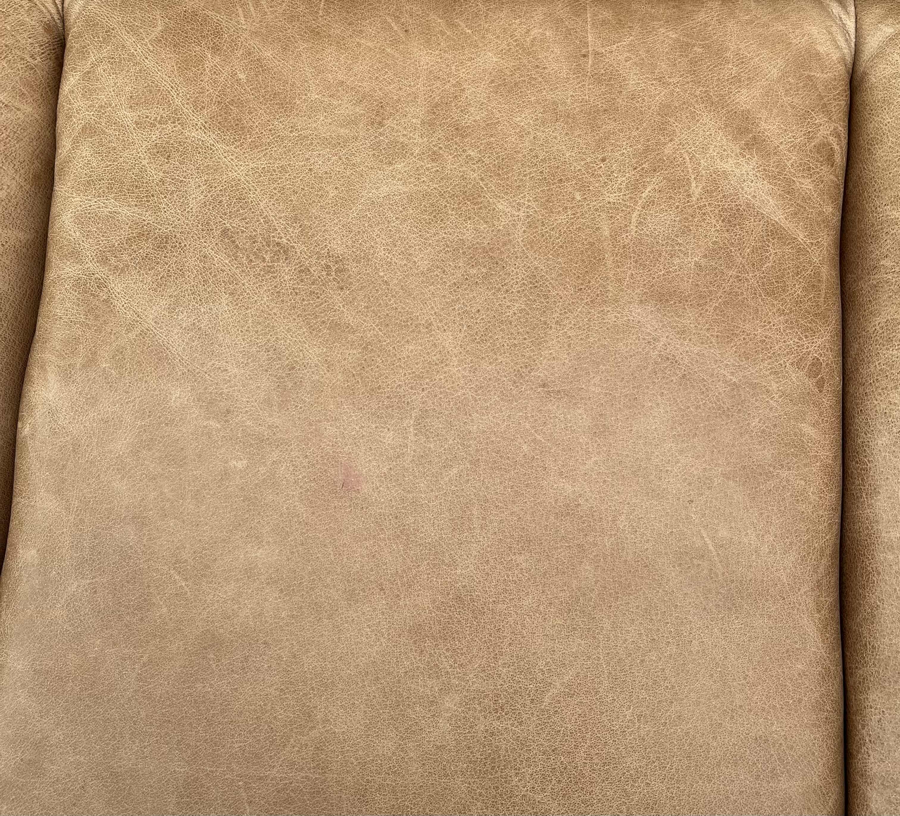 Photo 1 of CB2 LAWNDALE SADDLE LEATHER UPHOLSTERY GLEAMING BRASS BASE DAYBED 79” X 35” H25.5”