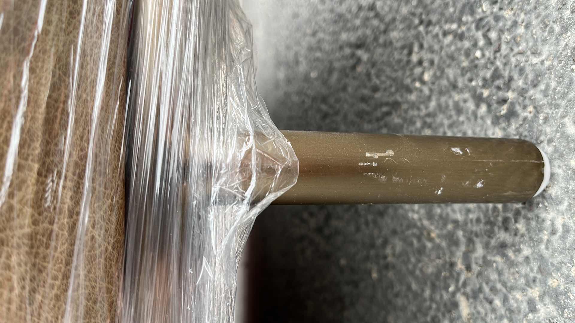 Photo 9 of CB2 LAWNDALE SADDLE LEATHER UPHOLSTERY GLEAMING BRASS BASE DAYBED 79” X 35” H25.5”